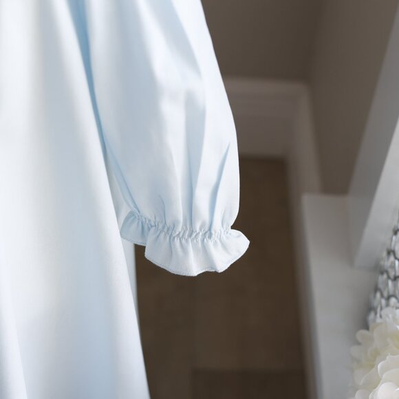 Smocked Dress Long Sleeve Bishop White & Blue w/Embroidery Will'beth Size 2 NWT - Picture 8 of 9